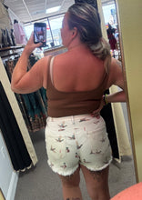 Load image into Gallery viewer, Beige Wild Duck Mallard High Waist Frayed Denim Shorts
